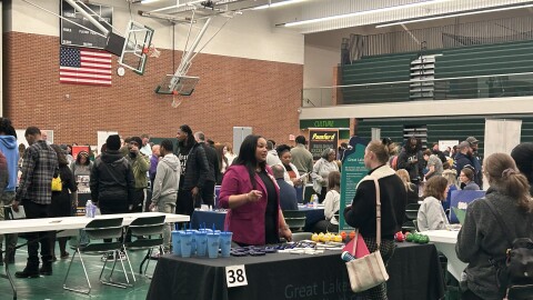 Job seekers at the Great Lakes Bay Employment Job Fair held at Delta College in Saginaw on April 9th, 2026