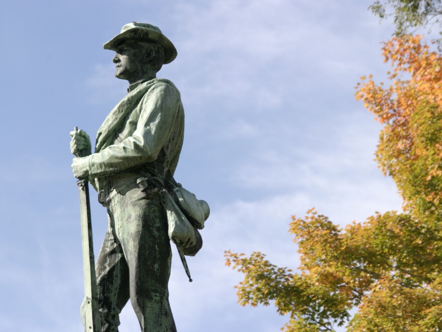 A statue of a Confederate soldier on Washington Street in Lewisburg, W.Va.