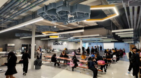 Eugenio María de Hostos Charter School cafeteria. The school year recently started at its new $54 million complex on Joseph Avenue.