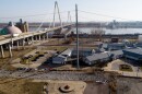 The site of the Big Mound Monument, center bottom, is pictured on Thursday, Feb. 23, 2023, next to Interstate 70 and the Stan Musial Veterans Memorial Bridge in north downtown St. Louis.