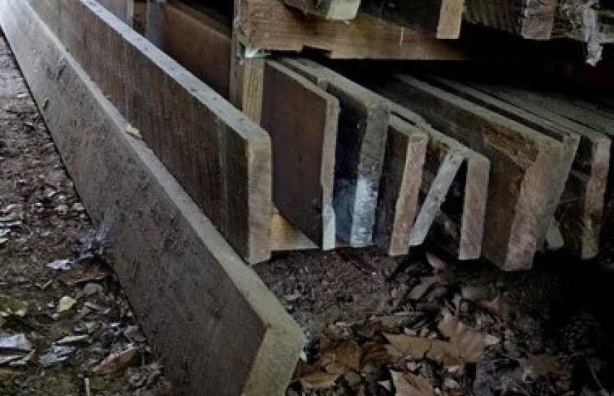 Woodworking artist Walter Tschinkel uses old pine forest salvaged beams to create his wood pieces.