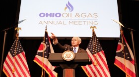 Vice President Mike Pence speaking at a meeting of the Ohio Oil and Gas Association in Columbus on March 8, 2019.