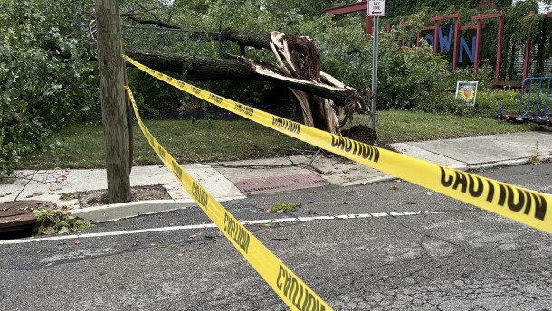 Storm damage in Columbus on Aug. 11, 2026.