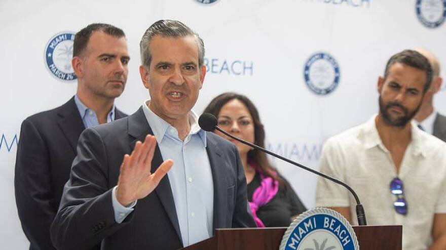 Miami Beach Mayor Steven Meiner speaks during a press conference about homelessness on Monday, July 29, 2024, at Miami Beach City Hall.