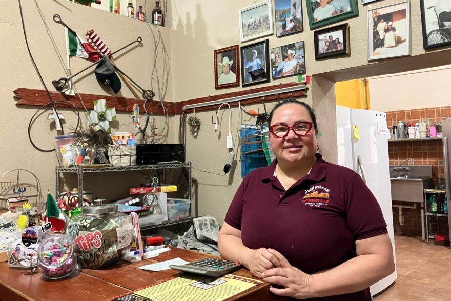 Lilia Falcon runs the restaurant her father, José Falcon, founded in Boquillas del Carmen, Mexico.