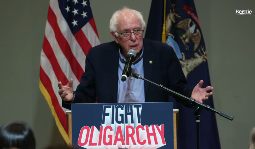 US Sen. Bernie Sanders spoke Monday at the APlex in Alpena. Democrats are attempting to narrow margins in traditional Republican areas in northern Michigan.