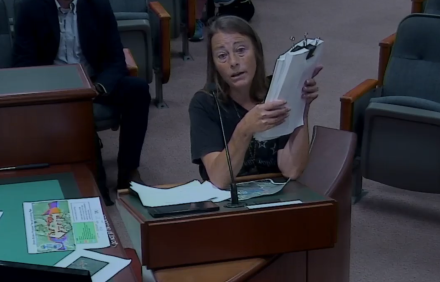 County resident Diana Williams told commissioners she brought to Tuesday’s meeting more than 2,500 signatures from people opposing Embry-Riddle’s project.