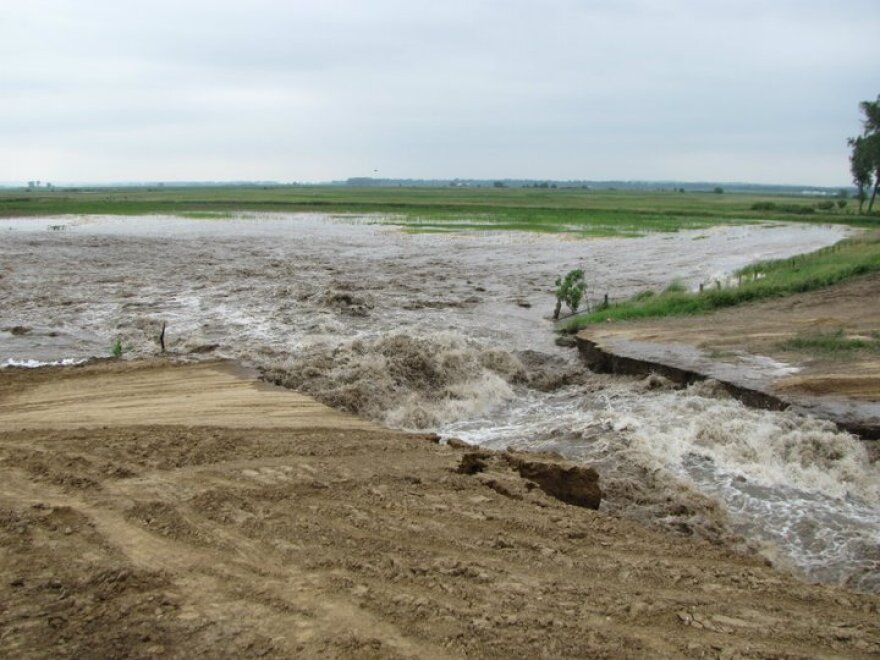 A levee breach in northwestern Missouri in 2011.