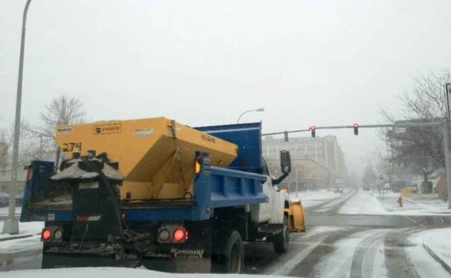 Snow plow in downtown Buffalo