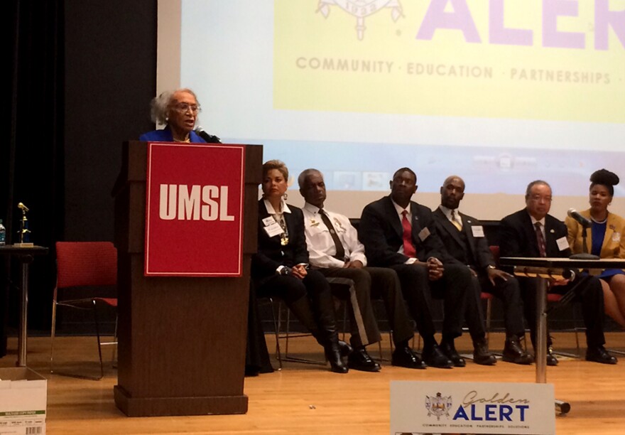 Frankie Muse Freeman speaks at the Sigma Gamma Rho town hall on Saturday, February 21, 2015.