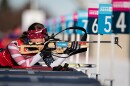 Kaisa Bosek USA at the shooting range during the Biathlon Single Mixed Relay at Les Tuffes Nordic Centre in France. The Winter Youth Olympic Games, Lausanne, Switzerland, Sunday 12 January 2020.