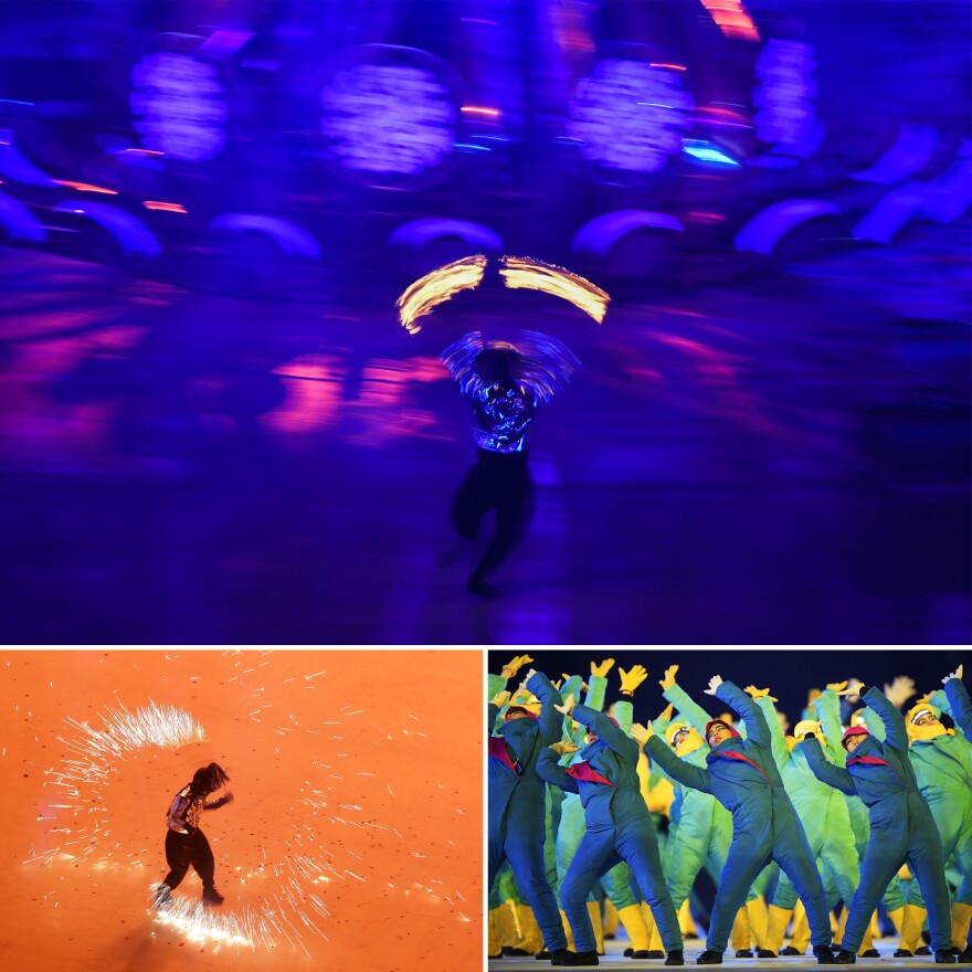 Performers entertain the crowd during the opening ceremony.