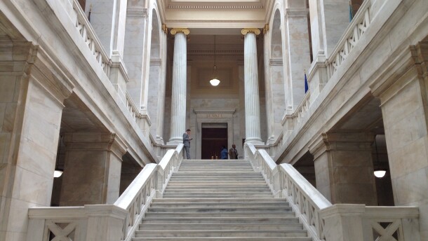 Steps leading up the Arkansas Senate chamber.