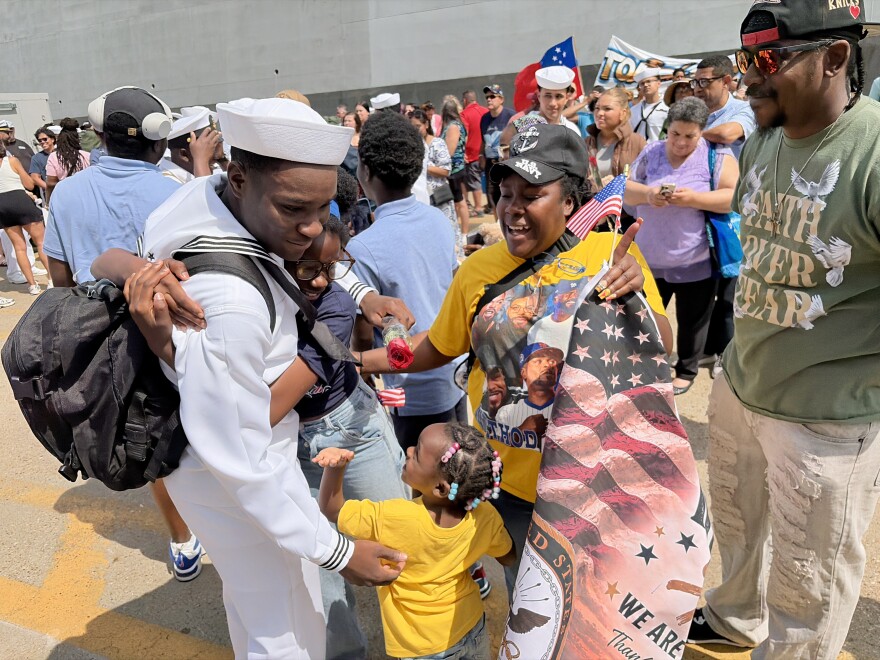 Sailor Chrystion Taileur greets his mother