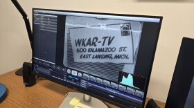 computer screen with an image of an envelope with WKAR-TV and the address 600 Kalamazoo St. East Lansing, Mich. on it