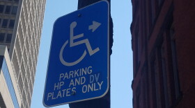 The sign above a handicapped parking spot in downtown Springfield, Massachusetts.