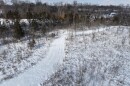 a snow-covered pathway through trees