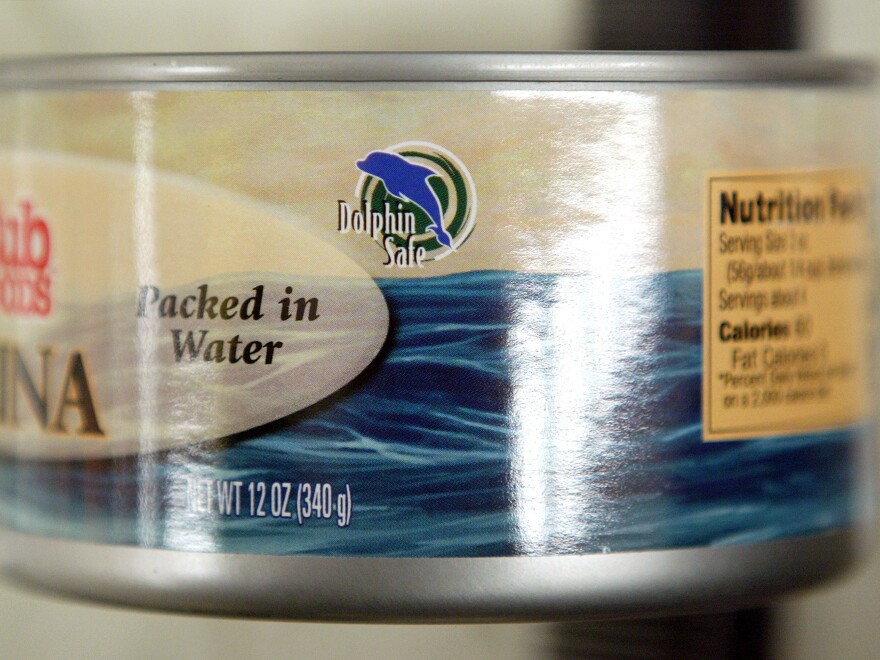 Here is what one of those "dolphin safe" labels may look like.
