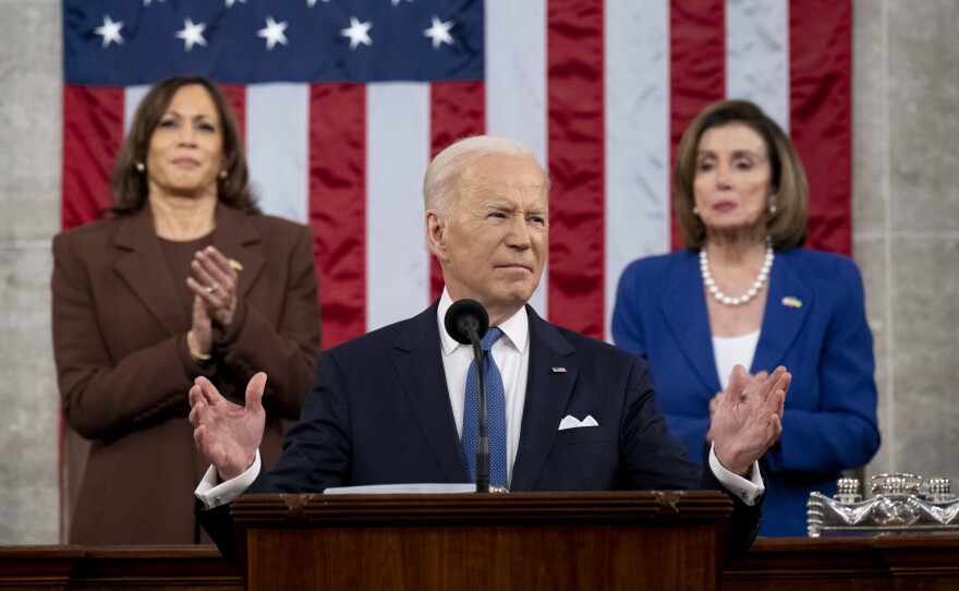 President Joe Biden delivers his State of the Union address to a joint session of Congress at the Capitol, Tuesday, March 1, 2022, in Washington.