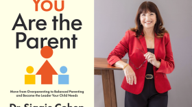 The cover of "You Are the Parent" beside author Dr. Siggie Cohen. (Courtesy of Siggie Cohen)