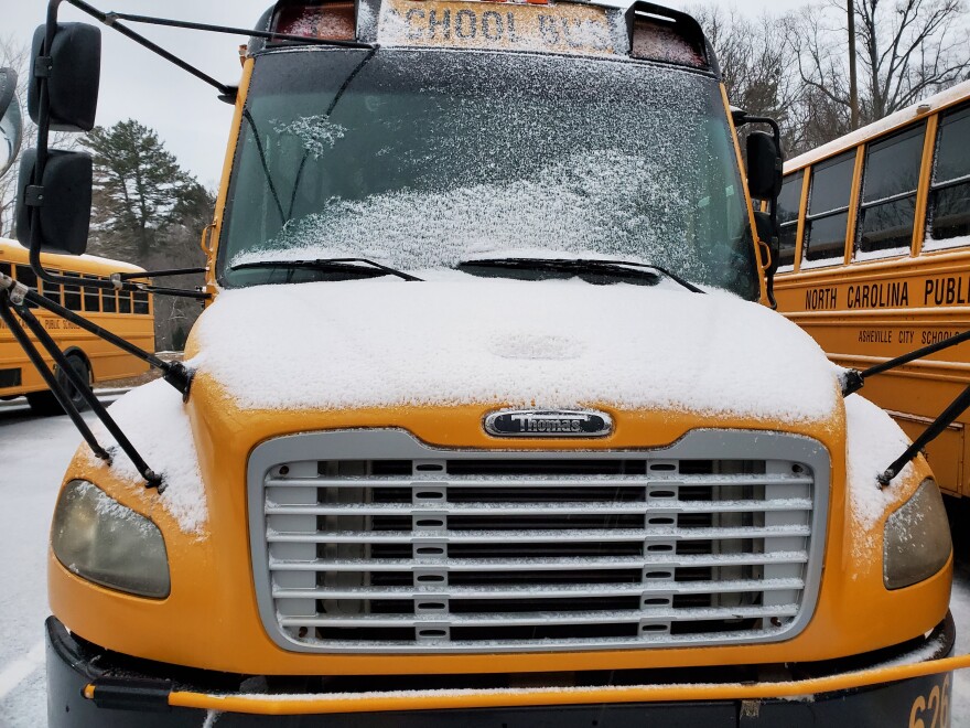 A schoolbus affectionately nicknamed "Thomas" parked in West Asheville. Photo submitted by Carrie Burgin.