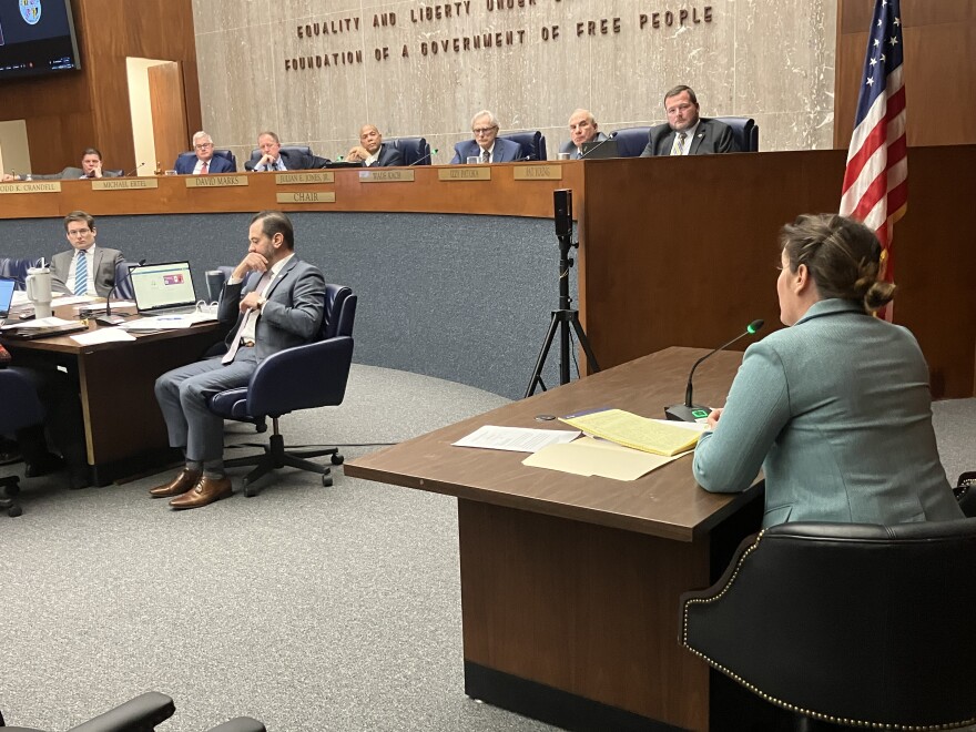 Baltimore County Inspector General Kelly Madigan testifies before the County Council.