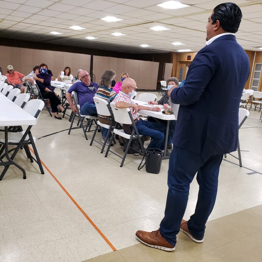 Veneeth Ayengar, executive director of ConnectLA, leading a discussion on broadband expansion and development in Franklinton, Louisiana.