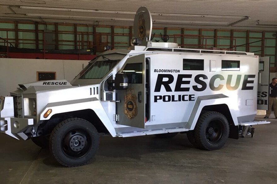 The Bloomington Police Department's Lenco Bearcat, purchased in 2018. (WFIU News File Photo)
