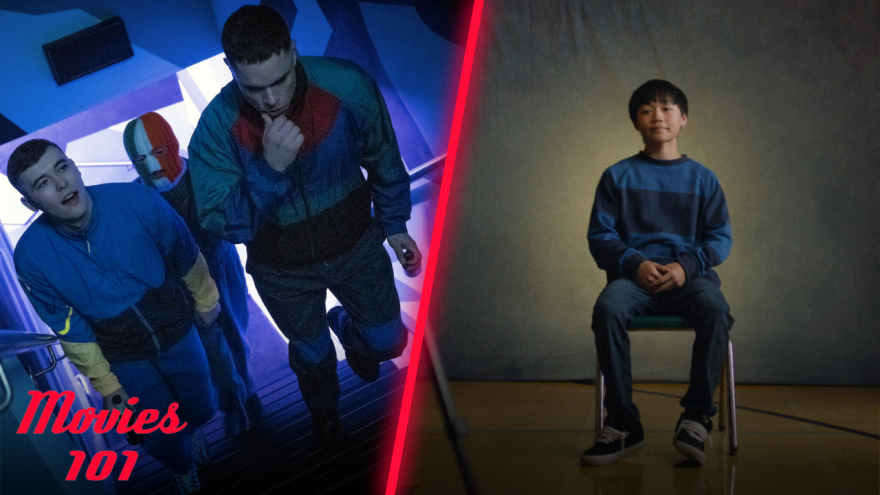 From left: Mo Chara, DJ Próvai, and Móglaí Bap in Kneecap (2024); Izaac Wang in Dìdi (2024).