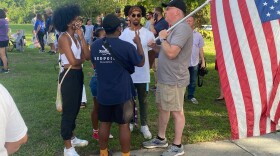 Throughout the crowd, there were some pockets of civil discourse occurring.
