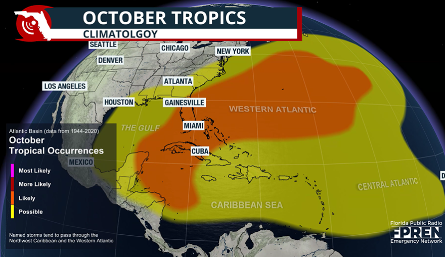 October typical cyclone development zones.