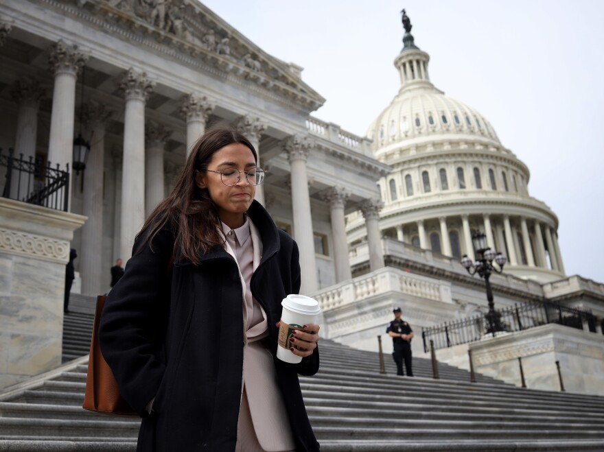 Rep. Alexandria Ocasio-Cortez, seen here in March, spoke on the House floor Thursday to address vulgar and sexist comments she says were directed at her by a Republican colleague.