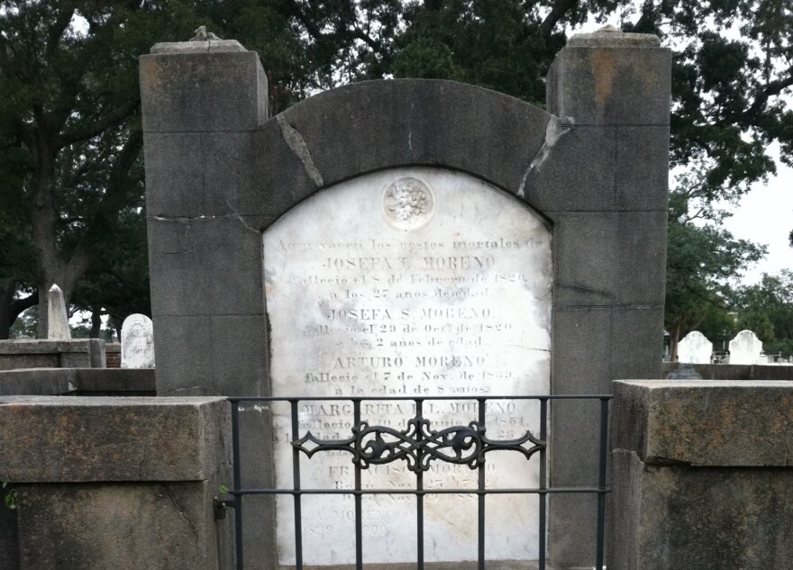 The Moreno Family above-ground tomb c.1820 at St. Michael's Cemetery.