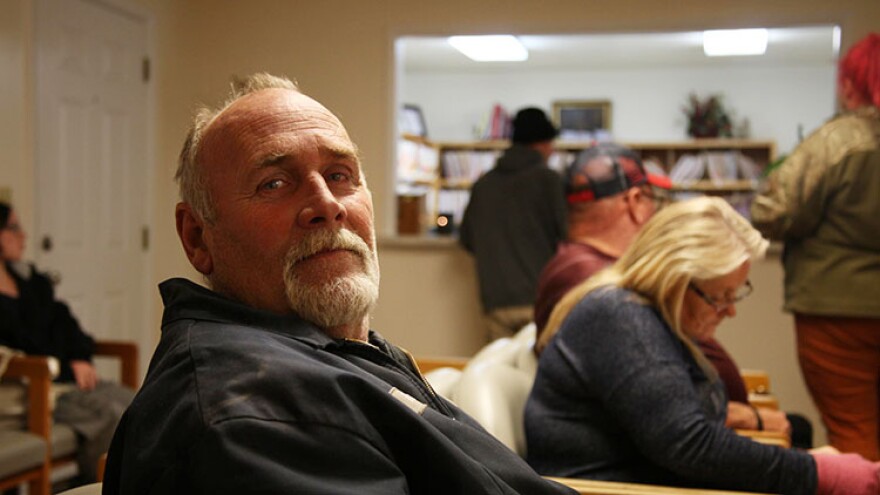 Terry Cox waits to be seen at the Good Samaritan Care clinic in Mountain View, Missouri.