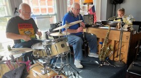 Andy Anderson (far left), Doug Henry and Mark Richards are all in their 70s and play weekly at the Cajun Queen restaurant on 7th Street.