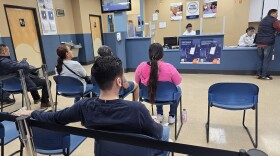 Mexican nationals wait to sell their blood plasma inside the Grifols Plasma Center in Laredo ,Texas.