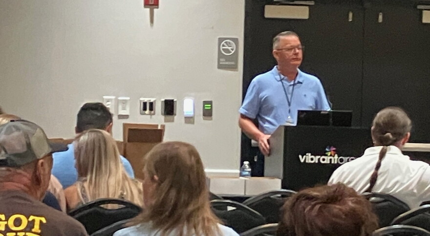 Chris Zionic of the Illinois Department of Employment Security spoke at one of the workshops Wednesday, Sept. 2 at Vibrant Arena, Moline.