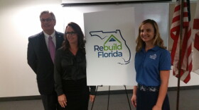 Ft. Myers Mayor Randy Henderson (right), Sen. Lizbeth Benacquisto (middle) and DEO Deputy Chief of Staff Erin Gillespie at the launch of the Ft. Myers Rebuild Florida center