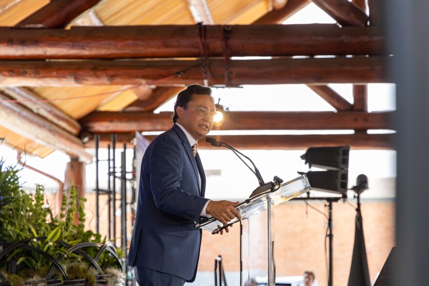 Chuck Hoskin Jr. speaks at Cherokee Nation Holiday in Tahlequah.
