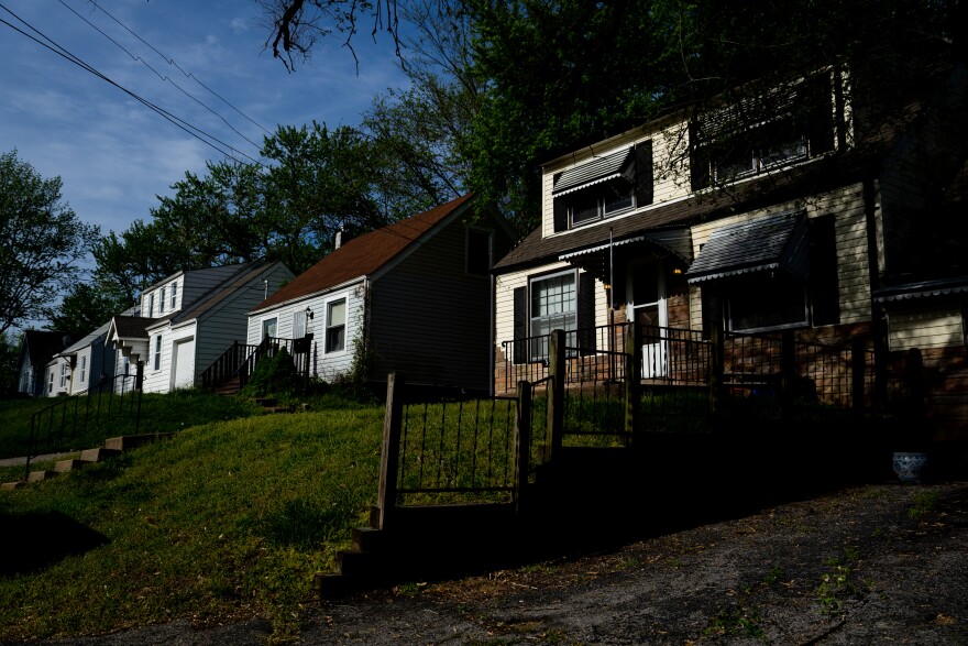 Homes line Rex Avenue on Friday, April 21, 2023, in Breckenridge Hills, Missouri.