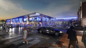 Controllable LED lighting shows how the center can look with a blue scheme.