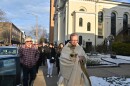 Priest Joseph Verespy carries the eucharist from St. Mary's to St Nick's church in Wilkes-Barre.