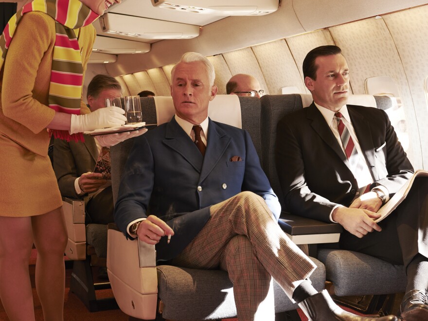 John Slattery (left) reprises his role as Roger Sterling in the seventh and final season of <em>Mad Men.</em>