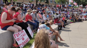Attendees at Saturday’s rally oppose IU Health’s vaccine requirement.
