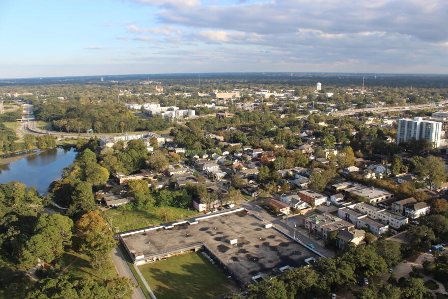 I-10 winds through downtown Baton Rouge near the State Capitol. Photo taken Nov. 12, 2021.