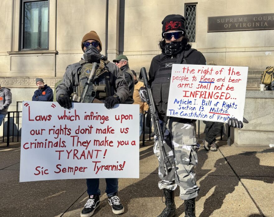 Gun rights advocates rally outside of Richmond's Capitol Square in February.