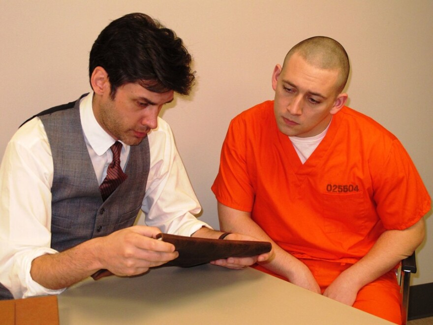 Danny the lawyer, Jonathan Golembiecki with Mike the convict, Chrisopher Crider-Plonka