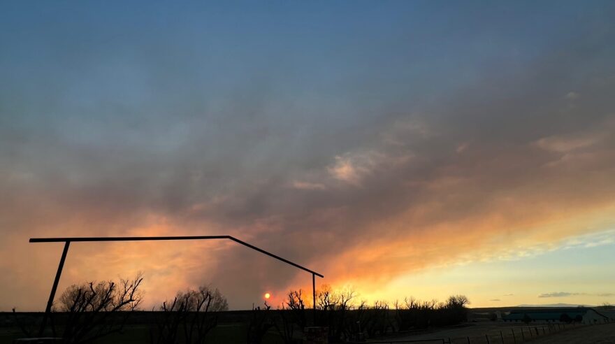 The combined Hermit’s Peak and Calf Canyon fires burn north of Las Vegas