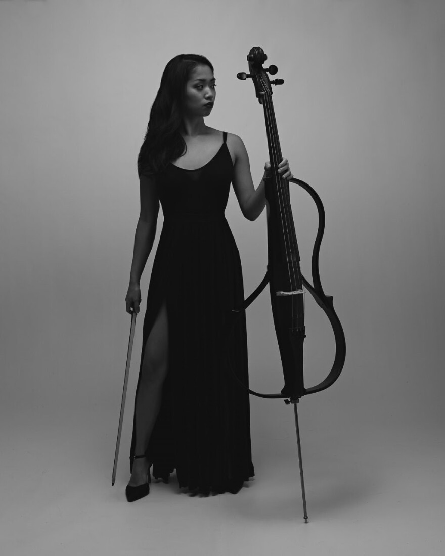 Brianna Tam with her cello.