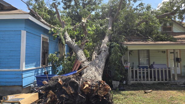 Storms caused power outages and damage to homes, schools and businesses on Aug. 28, 2026.